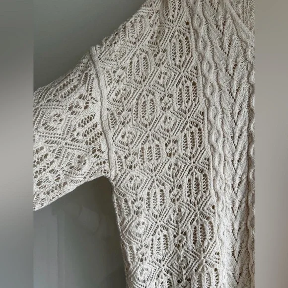 NWOT Zara Crochet Knit V-neck Sweater - Picture 7 of 8